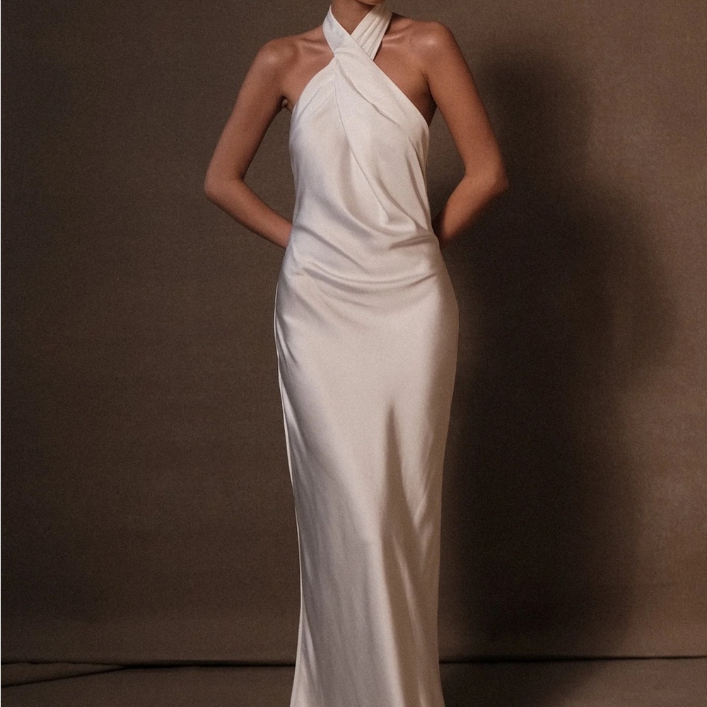 Elegant White Halter Dress